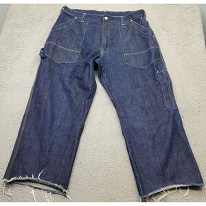 Def Jam University Hip Hop Built Y2K Baggy Jeans Men 36/34 Blue Denim Frayed Hem